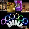 Cordes LED 2M 20 guirlandes lumineuses étoilées Cr2032 bouton à piles Sier Noël Halloween décoration fête de mariage lumière Dh8Om