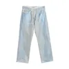 Original nosso legado casual calças soltas azul impresso jeans workwear calças denim casual solto ajuste perna reta calças lavadas