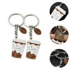 Keychains 2pcs Coffee Keychain Creative Mug Shaped Key Ring Pendant Charms Gift For Bag Belt Loop Accessory Backpack Hooks Hanging