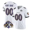 Baltimore''Ravens''Men 4 Zay Flowers 8 Lamar Jackson 9 Justin Tucker 44 Marlon Humphrey Donna Youth Custom White F.U.S.E con toppa Throwback Vapor Limited Jersey