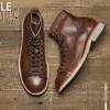 High Quality Men Work Boots Genuine Leather Retro Handmade Ankle Boots Men'S Winter Boots Classic High-Top Male Shoes 240118