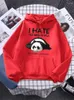 Hoodies femininos preguiçoso panda eu odeio manhã pessoas imprime com capuz mulher casual oversize moletom outono velo moda roupas macias masculinas