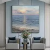 Handgemaakte zeegezicht kunst foto moderne woonkamer decoratie olieverfschilderij getextureerde zee landschap kunst foto's wandkleden kunstwerk 240127