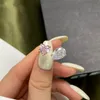 gioielli di lusso Anello con diamante rosa firmato per donna in argento sterling 925 Anello per unghie con fascia a cuore con zirconi di alta qualità CZ 8A pera rotonda amore matrimonio fidanzamento