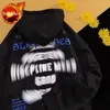 Erkek Giysiler Çift Kıyafet Sweatshirt Erkekler için kapüşonlu kapüşonlu beyaz bulanık harfler pastel renk gevşek sıcak 90'larda vintage s 240119