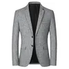 Giacca da uomo scozzese autunno monopetto da uomo business casual cappotto grigio blu giacca maschile masculino M4xl 240124