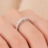 クラスターリングSHE 925 STERLING SILVER WEDDING BAND for Women Stackable Eternity 5Aキュービックジルコンエンゲージメントラグジュアリーファインジュエリー