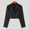 Men's Suits Men Blazer Solid Color Lapel Long Sleeve One Button Autumn Casual Streetwear 2024 Fashion Male Crop Coats S-5XL INCERUN