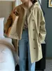 Mulheres Trench Coats Syiwidii Casaco Vintage para Mulheres Com Capuz Único Breasted Casual Outerwear Coreano Moda Elegante Mid Long Tops