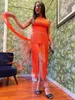 Casual Kleider Frauen Orange Quaste Verband Kleid Sexy Halter Kragen Backless Bodycon Club Party Abend Runway Vestidos 2024 Sommer