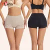 Flarixa feminino sem costura cintura alta controle de barriga shorts calcinha com guarnição de renda plana barriga moldar roupa interior bunda elevador boyshort