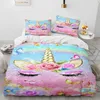 Conjuntos de cama Unicórnio Bonito Dos Desenhos Animados Consolador Set Duvet Cover Bed Quilt Fronha Rainha para Criança Menino Menina Presente