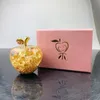 Gold Leaf Apple Craft Ornaments Creative Christmas Eve Gifts Crystal Desk Decoration Figurines Give A Gift of Good Luck 240124