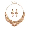 Necklace Earrings Set Vintage Women's Luxury Crystal Banquet Dress Accessory Clavicle Chain