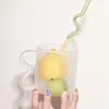 Wine Glasses 370ml Creative Colorful Ear Glass Mug Handmade Simple Wave Coffee Cup For Water Milk Tumbler Drinkware Original Kawaii Gift