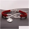 American Softball Infinito Pulseiras Para Mulheres Homens Amor Beisebol Charme Veet String Corda Envoltório Bangle Moda Esportes Jóias Presente Drop Dhtvf