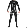 Catsuit Costumes Latex와 양말 수컷 고무 바디 수트 두 가지 방법 지퍼 지퍼 블랙 컬러 플러그 크기 280a 드롭 배달 의류 코스프레 dhpao