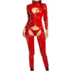 Catsuit Costumes Femmes Ouvert Entrejambe Body Brillant Wetlook Faux Cuir Sexy Bodys À Manches Longues Crotchless Butt Leo246I Drop Deliv Dhkrh