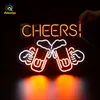 Custom 3D Neon Beer Sign Coffee Open Cheers Guitar Shape Lights Indoor Night Light For Xms Bar Party Room Home Decor272c