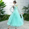 Scen Wear V Neck Fluffy Hemline Green Standard Ballroom Dress for Dance Competition Dancing Clothes Rumba Gym