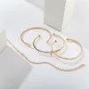 Wholesale 4 Pcs/set Fashion Lightning Crystal Open Gold Color Bracelet Women Jewelry Geometric Girl Bracelet Set