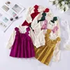 Girl Dresses 0-2year Baby Long Sleeve Toddler Children Clothes Fashion Flower Dress Kid's Costume