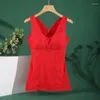Kvinnors formar röd varm tank top för kvinnor med bröstkuddar och sammet tunn fleece buken som formar underlag m ll ll 3l 4l 5l 6l