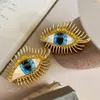 Studörhängen Devil's Eye Tassel Earring Golden Metal Rhinestone For Women Girls Jewelry Personlighet 2024 Europe och Amerika