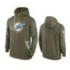 Miami''dolphins''men kobiety młodzież salute to serwis bateline performance pullover z kapturem