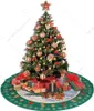 Décorations de Noël Jupe d'arbre Vert Rustique Tapis confortable de Noël avec cloche de flocon de neige pour les ornements de vacances