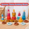 Montessori arco-íris blocos de construção crianças brinquedos faia madeira quatro estações tema copos empilhados construir puzzle jogo sensorial 240131