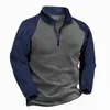 Sweat à capuche pour hommes, t-shirt à manches longues, bleu marine, demi-pull, col en chaîne, adapté à un usage quotidien et aux activités de plein air