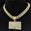 Pendentif Colliers 2024 Hommes Hip Hop Banque Carte Forme Collier Chaîne Cubaine Glacé Bling HipHop Mode Bijoux Cadeaux