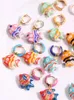 Hoop Earrings HUANZHI Colorful Goldfish Tropical Fish Clownfish For Women Handmade Hand-painted Ceramic Lovely Summer Jewelry