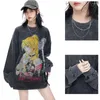 Men's T Shirts Black Source Harajuku Shirt Men Hip Hop Vintage Washed Anime Graphic Oversized For Streetwear Tees Cotton