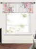 Curtain Pink Flower Dragonfly Short Sheer Window Tulle Curtains For Kitchen Bedroom Home Decor Small Voile Drapes