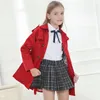 معطف Kid Cleate Black Color Fashion Kids Outwear Setts Sets Cotton Material Toddler Girls Red Tench Coats 90-160 cm