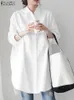 Lente Elegante Lange Flare Mouw Blouse ZANZEA Stijlvolle Vrouwen Button Down Lang Shirt Losse Tuniek Tops Casual Effen Blusas 7 240126