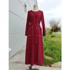 Abbigliamento etnico Abaya Donna Abito lungo musulmano Tasche con strass con cintura Abito arabo Festa Ramadan Abito lungo islamico Dubai Malesia