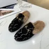 Designer shoes fur mules slippers 100% size35-46 real leather Horsebit Loafers slippers luxury women men jacquard leather slipper canvas princetown shoes 1.25 23