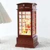 Party Decoration 2024 Christmas Year Gift Windshield Music Box Snowy Santa Claus And Tree Phone Booth Water Lamp Ornament