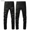 Designer jeans voor heren broek paarse jeans Heren Jeans Distressed Ripped Slim Fit Motorcycle Mans gestapelde jogging klassieke jeans februari 03