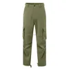 Calças masculinas homens zip botão sweatpants verão cor sólida casual solto ajuste cordão tornozelo plissado jogger calça de carga com bolsos