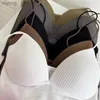 Bras Bras French Style Crop Top Camisole Bra Slim Fit Sexig Stretch Push Up Bh med bröstkuddar Croped Navel Short Tube Top V-hals Tops YQ240203