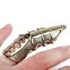 Cluster Rings 2pcs Punk Gothic Full Finger Armor Talon Claw Robot Metal Armoring Joint Knuckle Ring For Women Men Party Jewelry