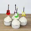 CHICCHIC 24pcs a Set Colorful Guitar 4 Shapes Cupcake Toppers Cake Picks Decoration with Toothpicks286f