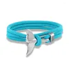 Bracelets de charme Océan Style Baleine Queue Ancre Bracelet Pour Hommes Femmes Multicouche Corde Réglable Couple Mode Amitié Bijoux Cadeau