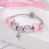 Braccialetti con ciondoli Pan Home Bracciale fai da te Serie rosa Ciondolo chiave d'amore Accessori a spirale Perle di vetro Consegna a goccia Otj7K