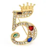 Brooches Wuli&baby Crown Numbers For Women Unisex Shining Rhinestone Beauty Party Casual Brooch Pin Gifts