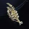 Brooches Elegant And Luxery Freshwater Pearl Wheat Delicate Temperament Plant Zircon Leaf Corsage Women Accessories Decoration
